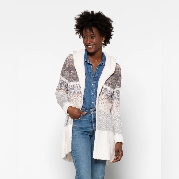 Lety & Me Sweaters - NWT Stitch Fix Lety + Me Yara Sherpa Lined Hooded Cardigan Light Grey Medium